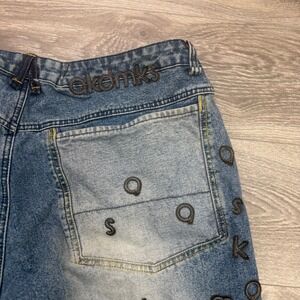 Vintage Akademiks Jeans Mens 36x24 Blue Faded Wide Leg Embroidered Hip Hop Y2K